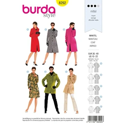Obrázek Burda Střih 8292 dámský kabát vel. 36 48