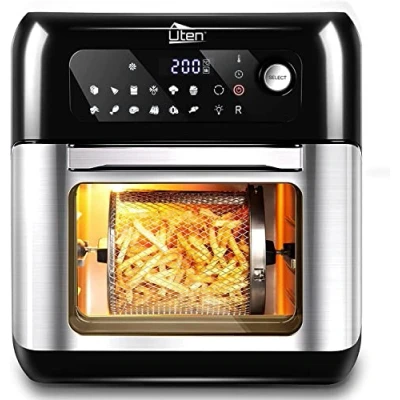 Obrázek Heißluftfritteuse,10L Air fryer Fritteuse,Uten XXL Heißluft ofen,12 in 1 Heissluftfritteuse mit digitalen LED Display, 6 Zubehör &amp; Rezeptbuch, Edelstahl,1500W