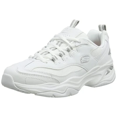 Obrázek Skechers Damen D&#039;lites 4.0 Fresh Diva Sneaker, White Leather Mesh Gray Trim, 38 EU