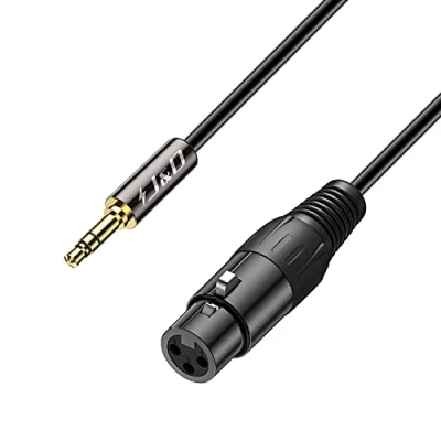 Obrázek J&amp;D TRS 3,5mm auf XLR Kabel, PVC Geschält 3.5 mm (1/8 Zoll) Männlich zu Weiblich Balanced Kabel 1/8 Audio Adapterkabel für DSLR Kamera, Mikrofon, 0.9m