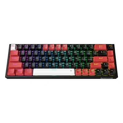 Obrázek Redragon K631 Pro 65% bezdrátová RGB herní klávesnice, 68 kláves, kompaktní mechanická klávesnice s technologií Hot swap Free mod PCB a vyhrazenými šipkami, tichý červený lineární spínač