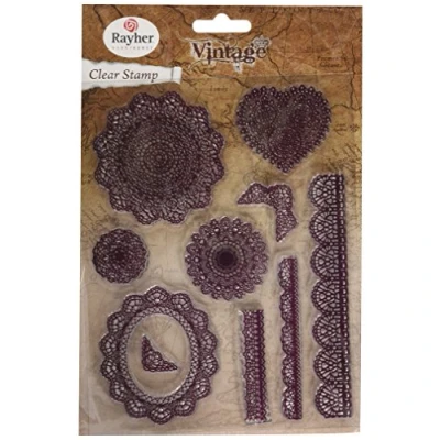 Obrázek Rayher Hobby 58174000 Clear Stamps Vintage krajkové oráty, čiré, průhledné, 10 špičatých ornamentů, 212,5 cm, razítko