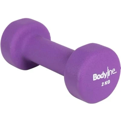Obrázek Bodyline Hantel aus Gusseisen mit Neoprenüberzug 2 kg stoßfest und rutschfest einzeln Fitnessstudio HomeGym