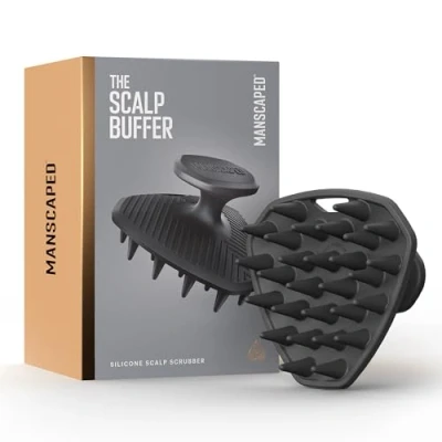 Obrázek Silikonová hlavice MANSCAPED® The Scalp Buffer pro muže vysoce kvalitní čisticí a peelingový kartáč na vlasy, ergonomický design ruky jemnou masáž pokožky hlavy (balení 1 ks)