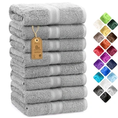 Obrázek NatureMark 8 ks ručníků 50 x 100 cm, % bavlna, stříbrošedé,