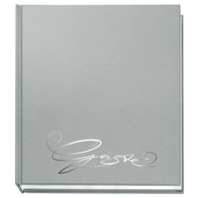 Obrázek VELOFLEX 5420083 Kniha hostů Classic s vyražením pro hosty, 144 stran bílý prázdný papír, 205 x 240 mm, stříbrná