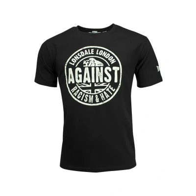 Obrázek Lonsdale London Against Racism pánské tričko černé Streetwear, černá, XXL