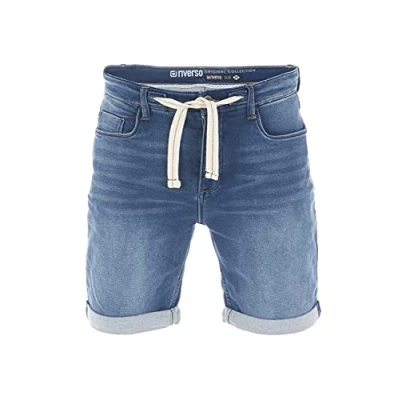 Obrázek riverso Pánské džínové šortky RIVPaul krátké kalhoty léto bermudy Stretch Denim Short tepláky bavlna šedá modrá černá w30 w31 w32 w33 w34 w36 w38 w40 w42, Middle Blue (M48)