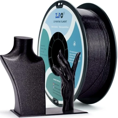 Obrázek ZIRO PLA Glitter Filament 1,75 mm vlákno pro 3D tiskárny diamant série 1 kg, rozměrová přesnost +/ 0,03 mm, diamantová černá