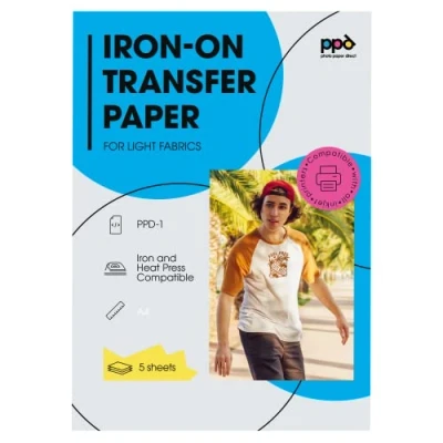 Obrázek PPD 5 x A4 Inkjet Premium transferový papír pro světlý textil, žehlička a lis 1