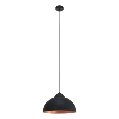Obrázek EGLO závěsná lampa Truro 2, 1 plamenné vintage závěsné svítidlo v industriálním designu, retro z oceli, barva: černá, měď, objímka: E27