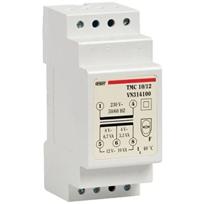 Obrázek VEMER VN314100 TMC 10/12 Trafo für Hutschienen mit Primärspannung 230V, Sekundärspannung 4 8 12V und Leistung 10VA, Weiß
