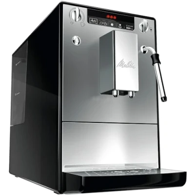 Obrázek Melitta Solo &amp; Milk štíhlý plně automatický kávovar s napěňovačem mléka, odnímatelnou nádobou na vodu, např. kávu nebo cappuccino, stříbrný
