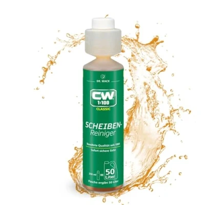 Obrázek DR. WACK CW1: 100 čistič oken Classic 250 ml koncentrát s antikalkovou recepturou pro reflektory a ostřikovače výtěžnost 50 l kapaliny vysoce kvalitní péče o auto