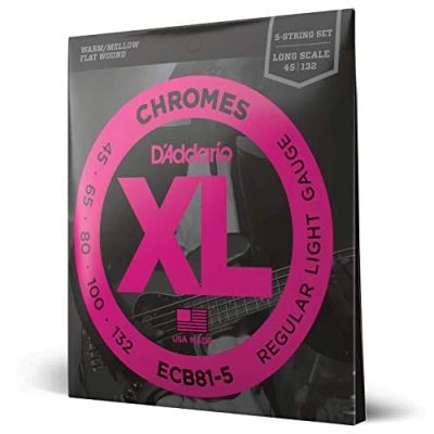 Obrázek D&#039;Addario E Basové kytarové struny Bass pro basovou kytaru Strings ECB81 5 XL sada strun 5strunná, 0,11 cm 0,34 (045 . 132