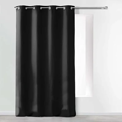 Obrázek Douceur d&#039;Intérieur Závěs s očky Absolu, mikrovlákno, jednobarevný, polyester, černý, 280 x 140 cm