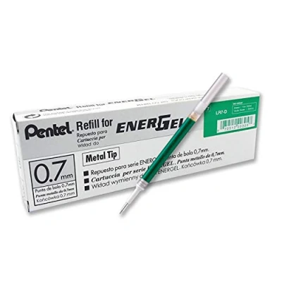 Obrázek Pentel LR7 DX náplň pro gelové tužky Energel, kulový hrot 0,7 mm, zelená, 12 kusů