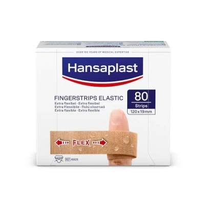 Obrázek Hansaplast Elastické náplasti na prstech (80 pruhů), extra dlouhé rány speciálně pro prsty, flexibilní a prodyšné prstů