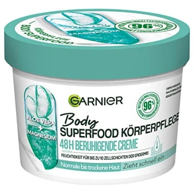 Obrázek Garnier Uklidňující péče o tělo pro suchou pokožku, tělové máslo s aloe a hořčíkem, hydrataci až 48 hodin, Body Superfood, 1x 380 ml