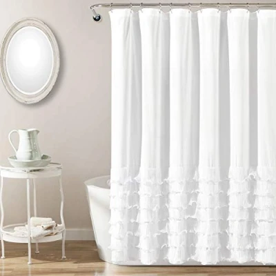 Obrázek Lush Decor Avery sprchový závěs, gerüscht, Shabby Chic Stil, Landhausstil, bílý, x 72&quot;