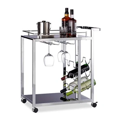 Obrázek Relaxdays Servírovací vozík BARON černý, design kulatý, kov, v x š h: 73 46 74 cm, kuchyňský vozík, čajový černý