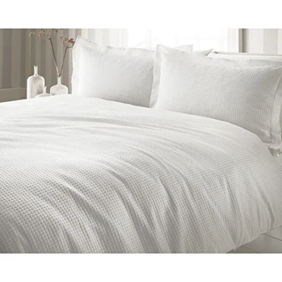 Obrázek The Linen Yard Waffle SB Duvet Set White, bavlna, bílá, Single