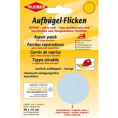 Obrázek Kleiber + Co.GmbH Nažehlovací záplaty Zephir, světle modrá, cca 40 cm x 12