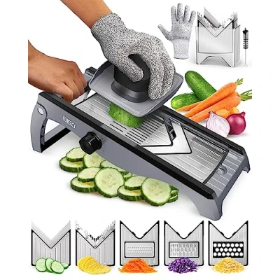 Obrázek 7 in 1 Verstellbar Edelstahl Mandoline Gemüsehobel Gemüsereibe Gurkenhobel Dünne Scheiben Reibe für Gemüse Hobel Küchenhobel Küchenreibe Küchen Gadgets