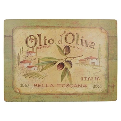 Obrázek Creative Tops Velká sada prostírání 4 ks, vysoce kvalitní obdélníkové s korkovou zadní částí, kolekce Olio D&#039;Oliva, prostírání, každá 40 cm x 29