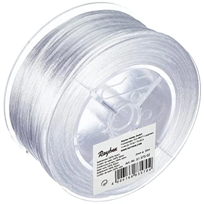 Obrázek Rayher Hobby 5137502 saténová šňůrka, 2 mm ø, role 50 m, bílá, ozdobná šňůrka na šperky, šňůra