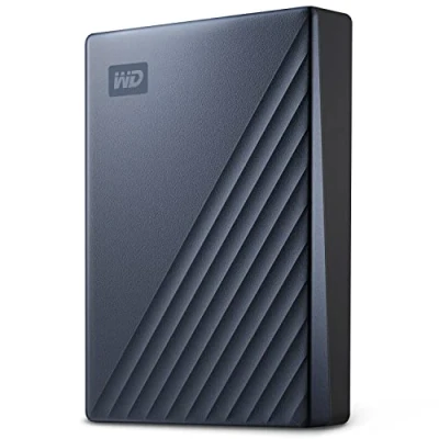 Obrázek WD Externí pevný disk My Passport Ultra 4 TB (mobilní úložiště, kovové pouzdro, software ke stažení, automatické zálohování, ochrana heslem) modrý také kompatibilní s PC, Xbox, PS4 a PS5