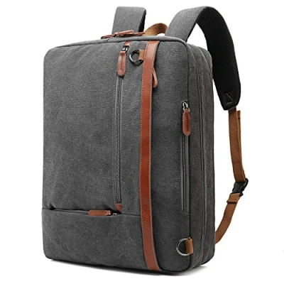 Obrázek CoolBELL transformovatelná aktovka batoh Messenger Bag 17,3&quot; taška na laptop pánská business přes rameno víceúčelová pracovní cestování Backpack Notebook (Canvas šedá)