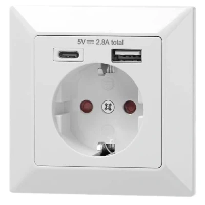 Obrázek ORNO AE 13232(GS) USB zásuvka pod omítku bílá, 1 x A + C 5VDC/2,8A 3680W Typ: Schuko