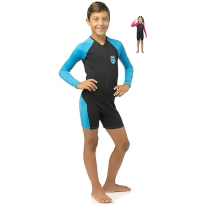 Obrázek Cressi Little Shark Jr Shorty 2 mm dětský neoprenový oblek s dlouhým rukávem, černá/růžová, 15/16 let