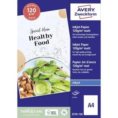 Obrázek Avery Zweckform 2576 150 Classic Inkjet Papír (A4, jednostranně vrstvou, matný, 120 g/m2) Folio