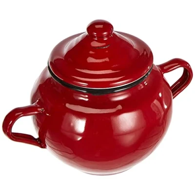 Obrázek Ibili Hrnec na cukr Roja s víkem 0,5 l ze smaltované oceli v červené, 10 x 20 cm, 2 jednotky