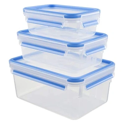 Obrázek Emsa 508566 uzávěr na potraviny, plast, průhledný / modrý, 0,55 1 2,3 litr, sada 3 krabic