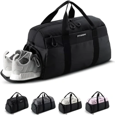 Obrázek Fitgriff® Sportovní taška &amp; cestovní V2 pro dámy a pány s přihrádkou na boty mokré místo sport, fitness, cestování tréninková taška, Gym Bag, Černá