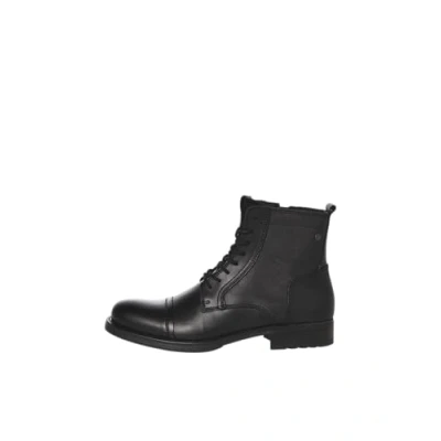 Obrázek Jack &amp; Jones Men&#039;s Jfwrussel Leather Brown Stone 19 Biker Boots, Šedá antracitová