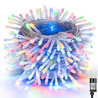 Obrázek NEXVIN venkovní světelný řetěz 20 m 200 LED vánoční osvětlení proud s časovačem paměťová funkce, vodotěsný 8 režimů pestrý stromek pro použití uvnitř Vánoce