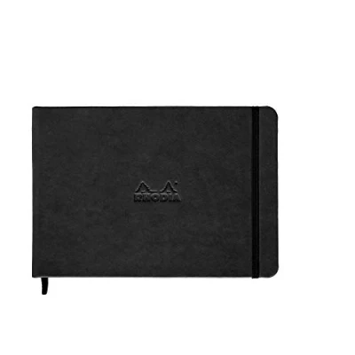 Obrázek Rhodia 118179C na šířku webový notebook (slonová kost, gumička, DIN A5, 14,8 x 21 cm, linkovaný s okrajem, 90 g, 96 listů) 1 kus černý
