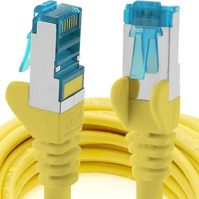 Obrázek 2m CAT6a síťový kabel žlutý 1 kus CAT 6 A propojovací 10000 Mbit s SFTP PIMF 500 MHz kompatibilní CAT5 CAT6 CAT7 DSL Internet Switch Router