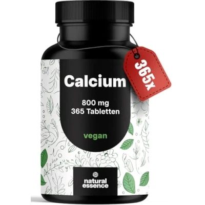 Obrázek tablety vápníku ve vysokých dávkách 365 tablet 800 mg denně s vápníkem/vápníkem 180 dní zásoba veganské a vyrobené v Německu