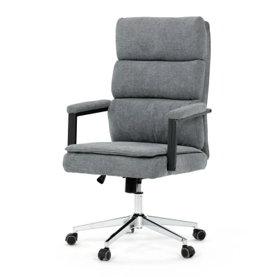 Obrázek Židle kancelářská, šedá látka, kříž kov chromový, houpací mechanismus, čalouněné područky KA D8204 GREY2