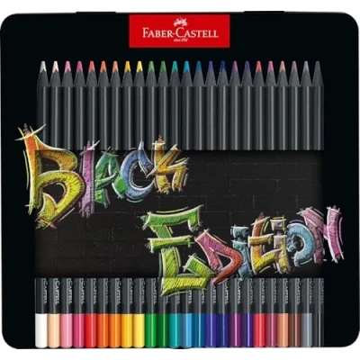 Obrázek FABER CASTELL 116425 pastelky Blackwood, Black Edition, 24 ks kovové pouzdro