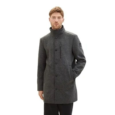 Obrázek TOM Tailor IN Optik Klasický kabát, Muži, Velikost: XXL, Dark grey black herringbone