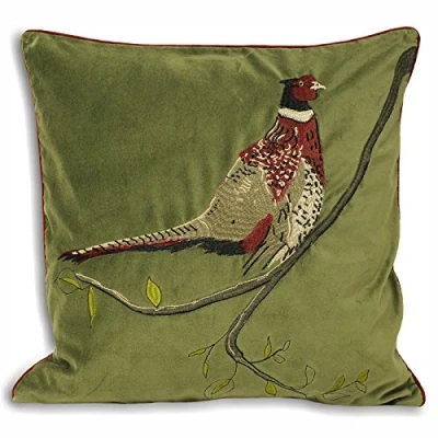 Obrázek RIVA Home Hunter Velvet Pheasant ozdobné povlak na polštář, Zelená, 45x45cm