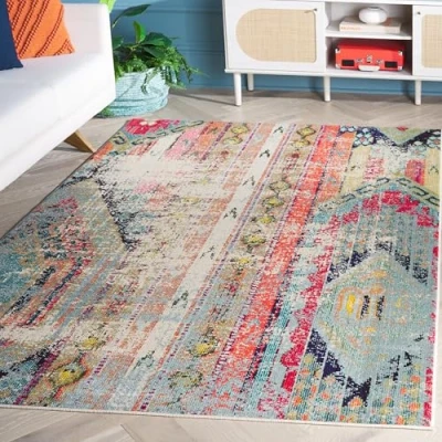 Obrázek SAFAVIEH Boho koberec do obývacího pokoje, jídelny, ložnice Monaco Collection, krátká předsíň, Multi, 155 x 231 cm