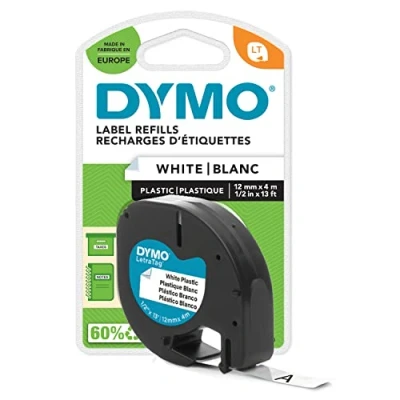 Obrázek Štítková páska DYMO S0721660 (etiketovací přístroje LetraTag, plast, 12 mm, 4 metrová role), černá na bílé, bílé