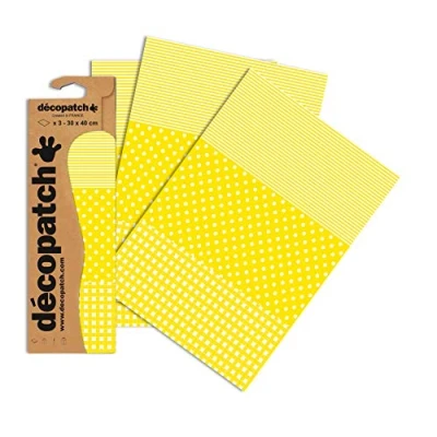 Obrázek Clairefontaine C484O Decopatch papír, balení 3 ks červená s bílým tečkovaným karo